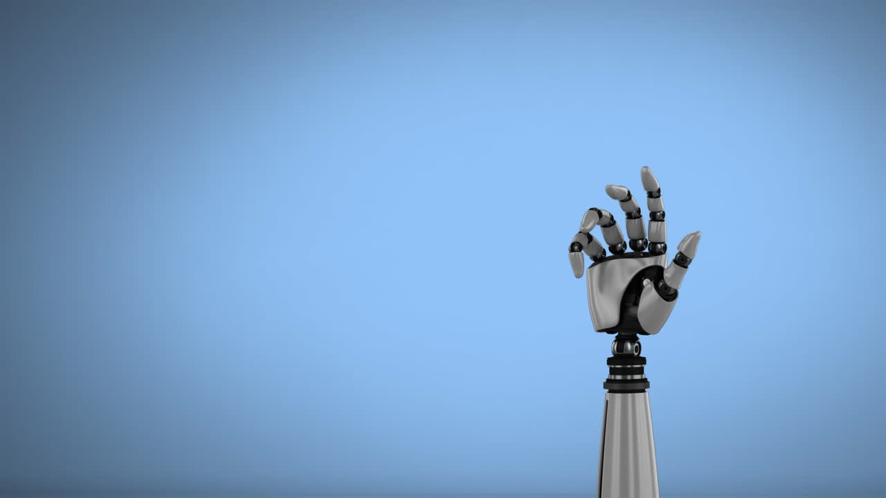 mano de robot en un fondo azul del cielo