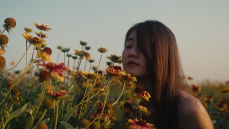 woman in a field of flowers