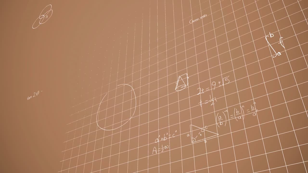 갈색 배경 위의 수학 방정식의 애니메이션