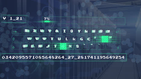 animación de la tecnología en línea procesamiento de datos digitales en el teclado a través de servidores informáticos