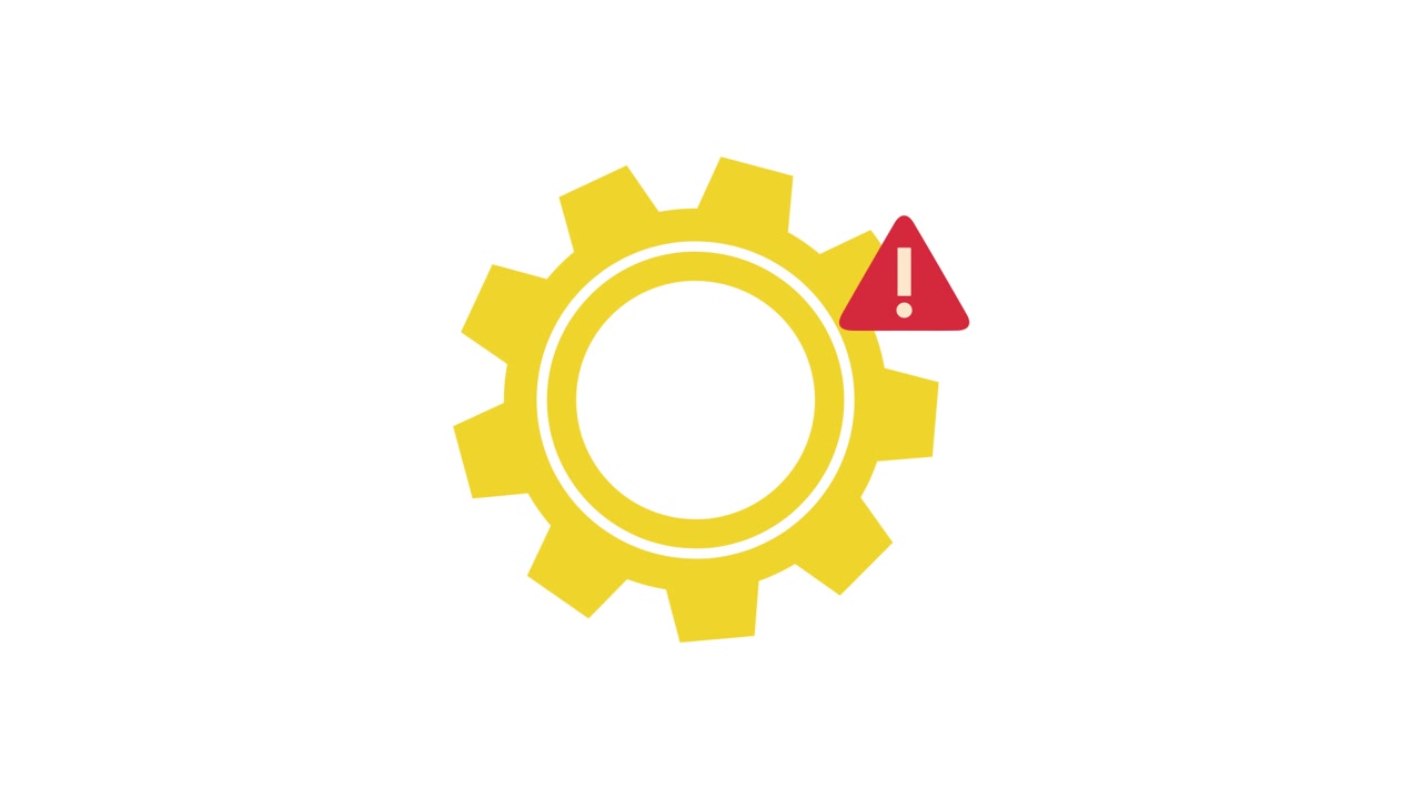 Animated Gear Icon with Red Exclamation Mark Warning