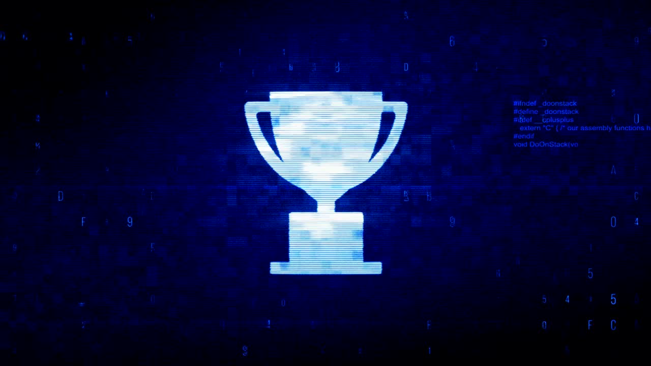 el símbolo de la copa de trofeo es la animación de error de ruido de píxeles digitales.