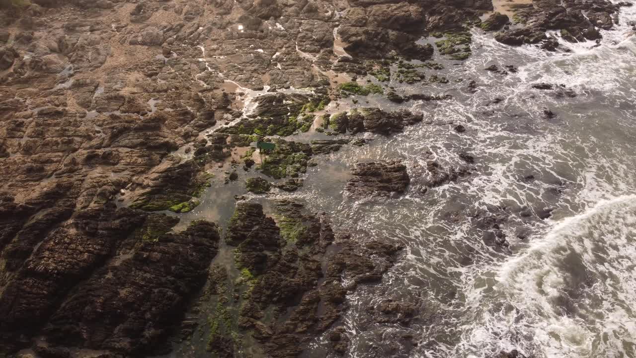 surfista entrando al mar en el océano atlántico en la playa de punta del este