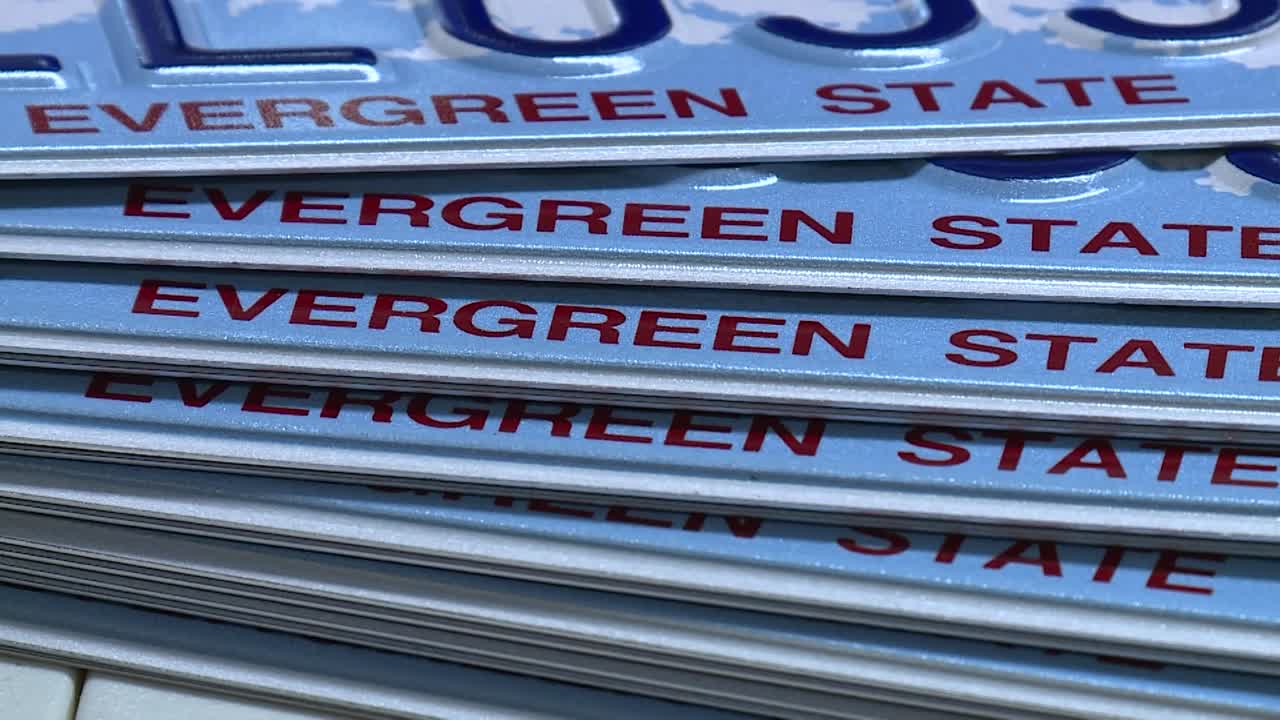 rack focus: 華盛頓州的車牌牌子