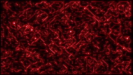 bucle de animación de circuito rojo brillante de la placa base