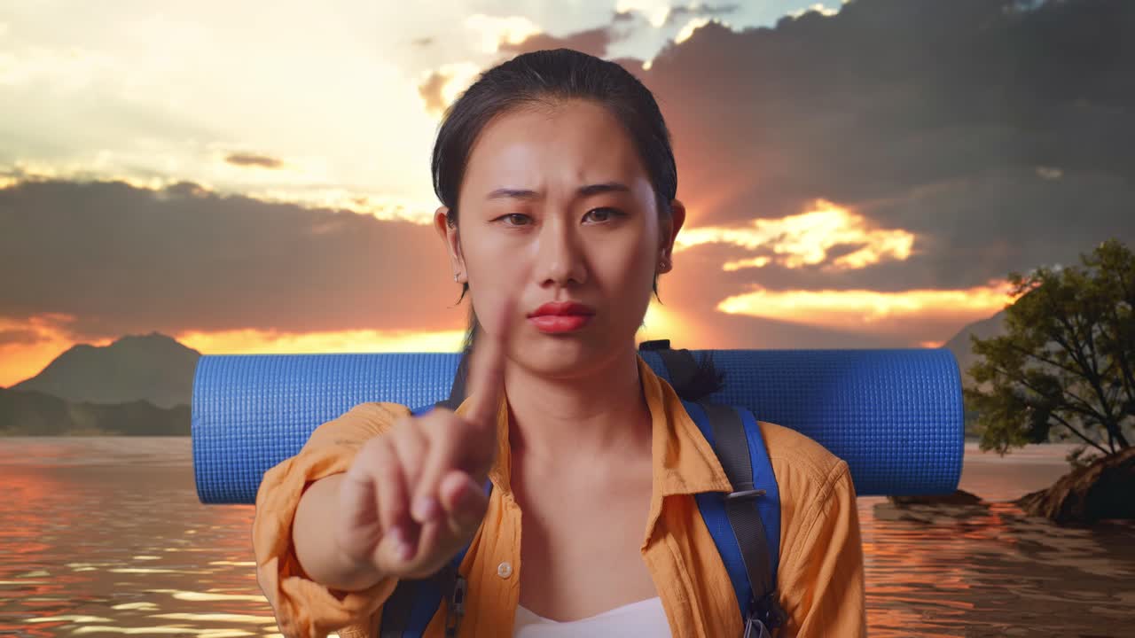 Woman Traveler Gesturing No