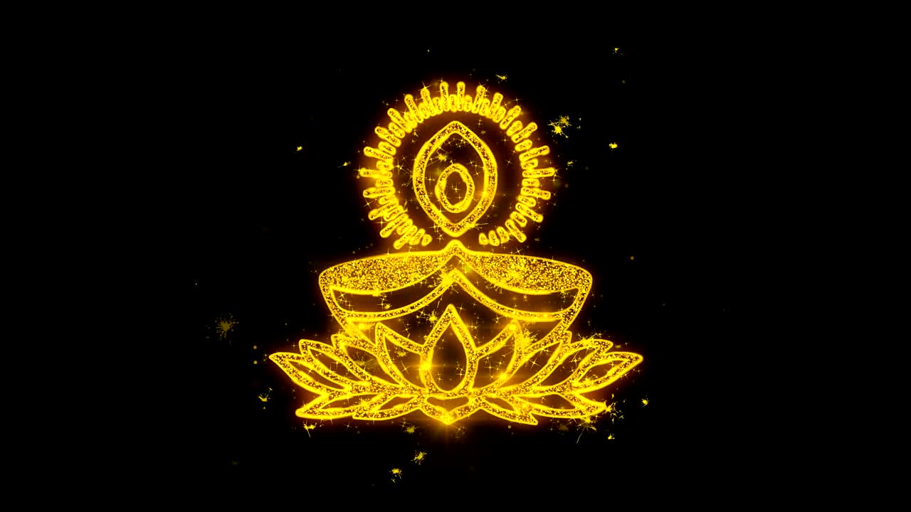 Diwali Element 2 Spark Text   Typography Written with Golden Particles Sparks Fireworks