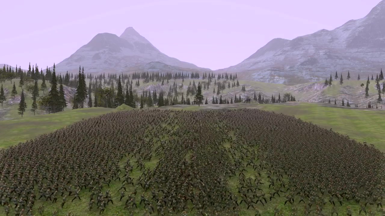Large Army of Soldiers Marching Across Open Field