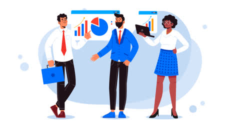 motion graphic of business people illustration concept