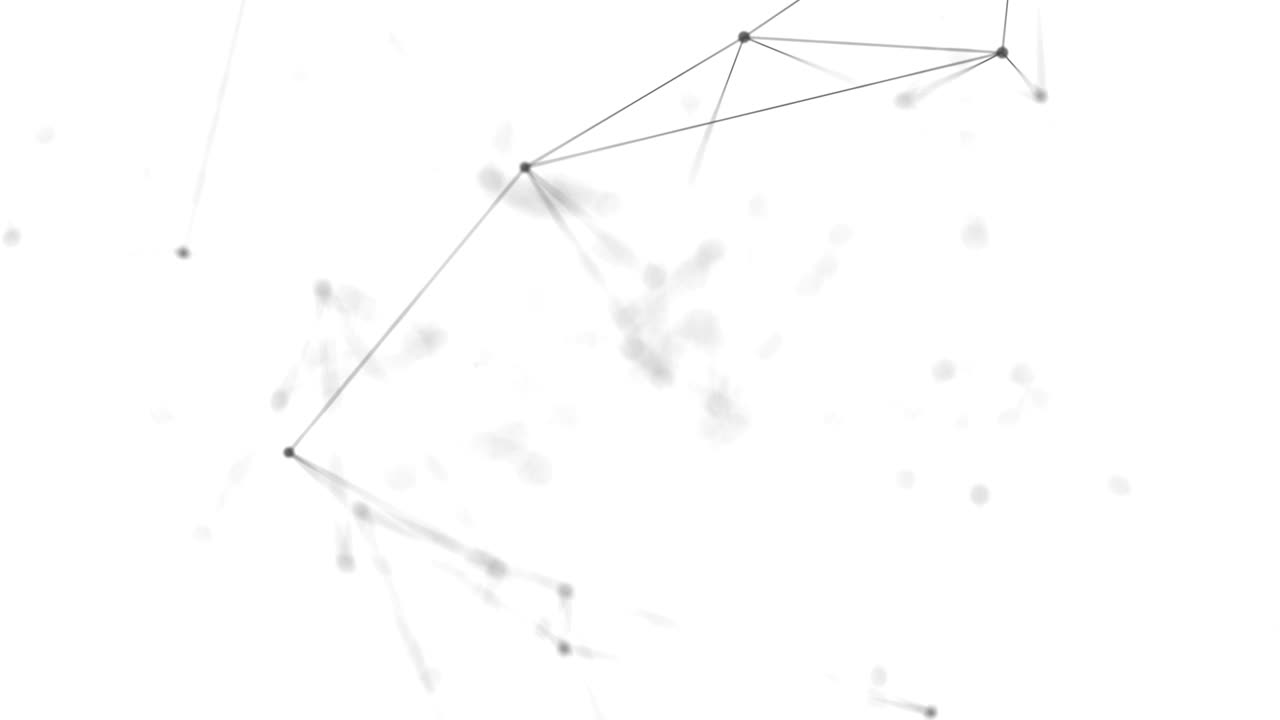 Abstract Digital Concept of Geometrical Figures: Polygon Plexus Fractals Moving, Connecting Themselves and with Particles. Triangular Technological Concept Seamless Loop Background Animation