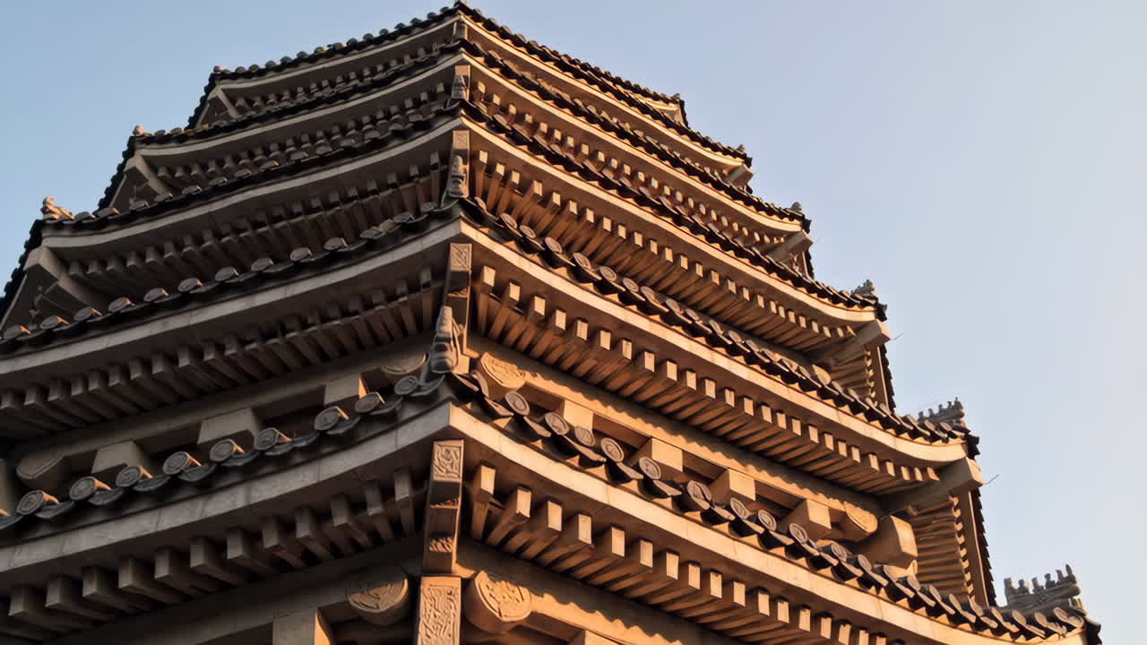 Detailed View of a Traditional Chinese Pagoda