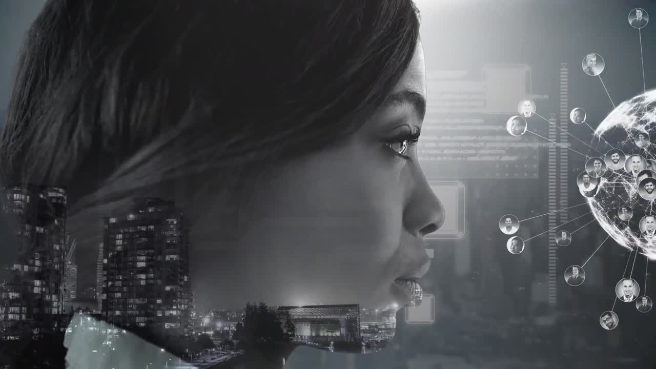 데이터 및 연결 네트워크와 함께 회전하는 지구