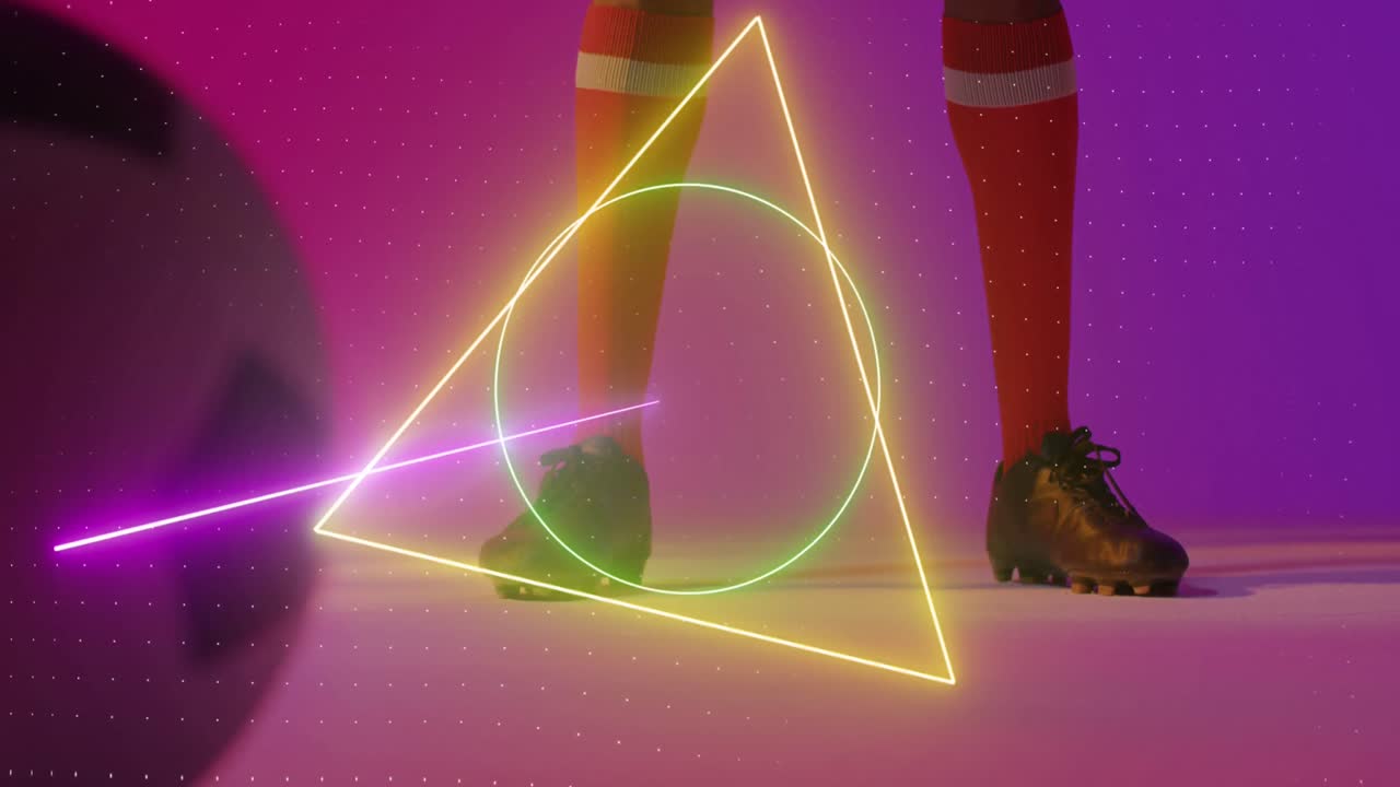 모양 위에 남성 축구 선수의 애니메이션