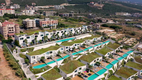 Aerial-drone-view-of-the-picturesque-Mediterranean-coast-in-Batroun,-Lebanon