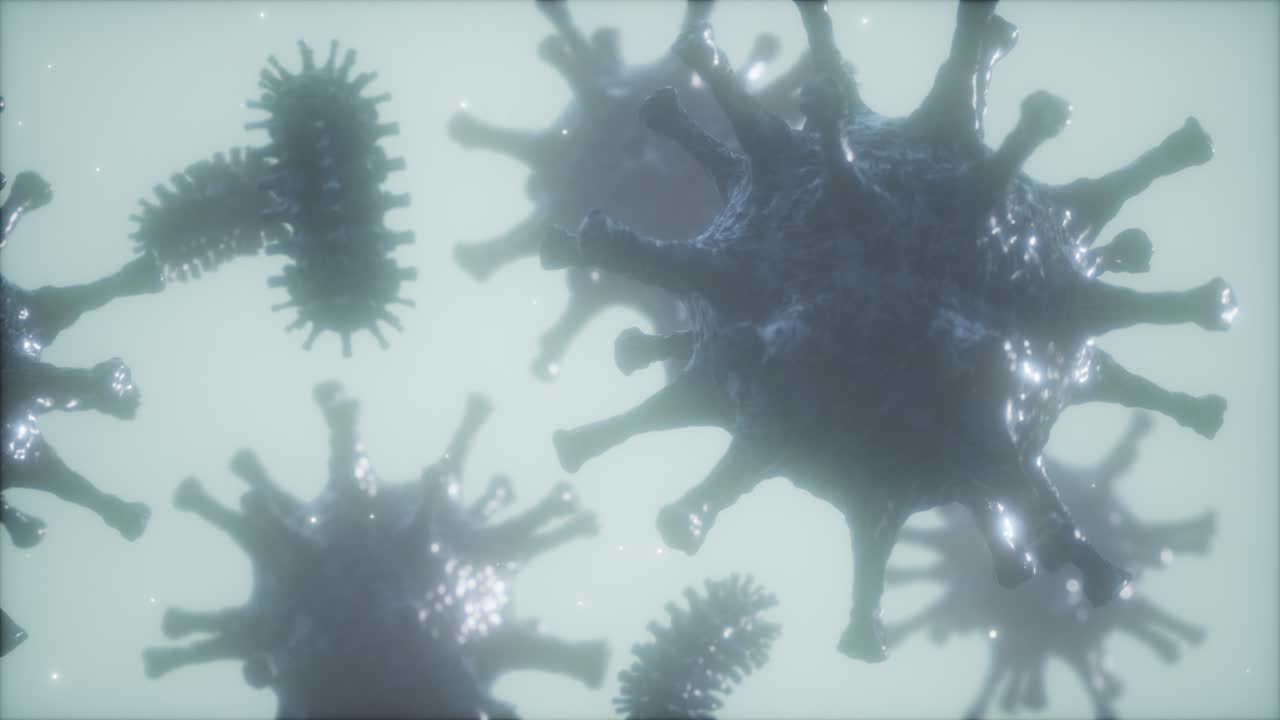 Bacteria virus or germs microorganism cells under microscope with depth