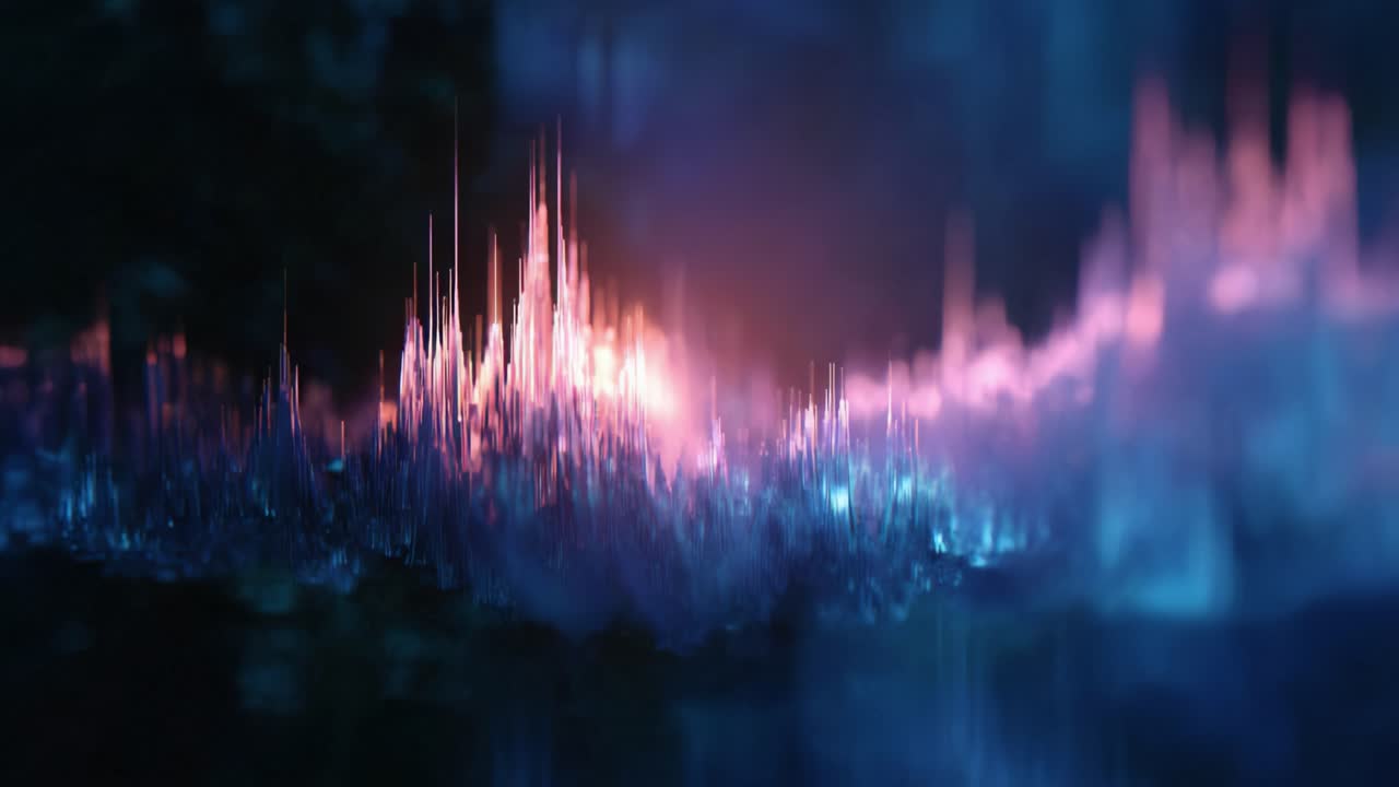 Captivating Visual Spectrum of Sound Waves Transitioning Through Vibrant Colors in a Digital Landscape