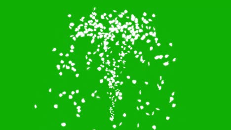 white confetti particles stream motion graphics with green screen background