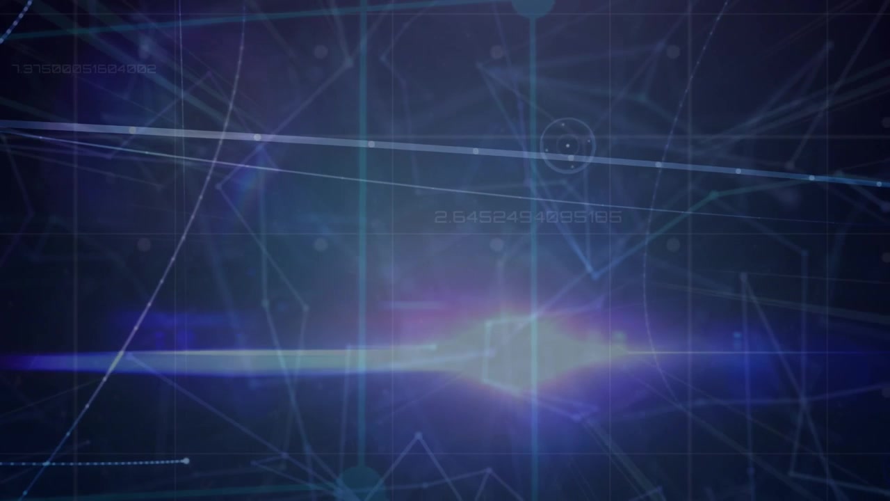 Animation of network of connections and cube in navy space