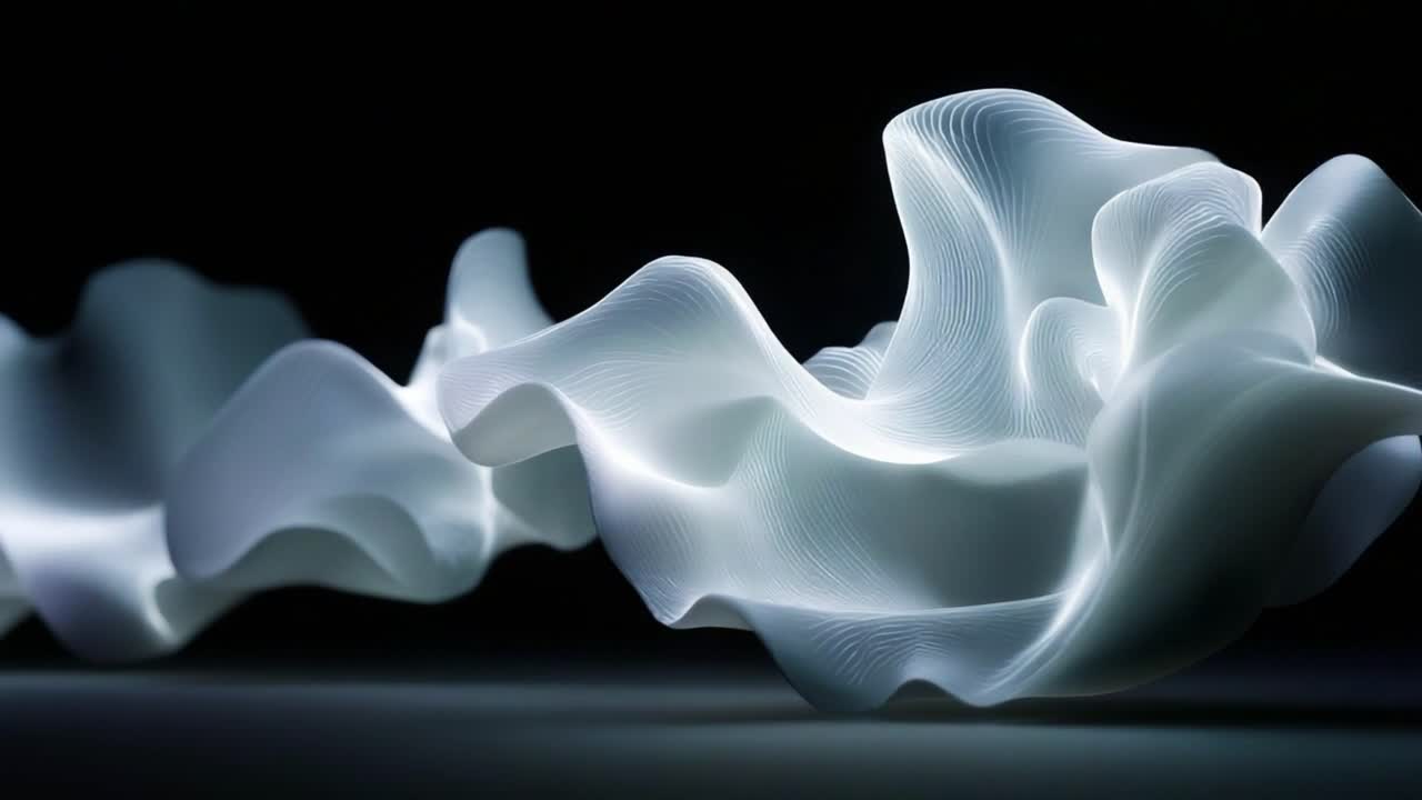 A Spectacular Dance of Light and Form: Ethereal Waves of Fluid Movement in an Abstract Showcase of Artistic Expression and Innovation Through Modern Design