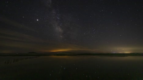 sunset into night time lapse with milky way and stars