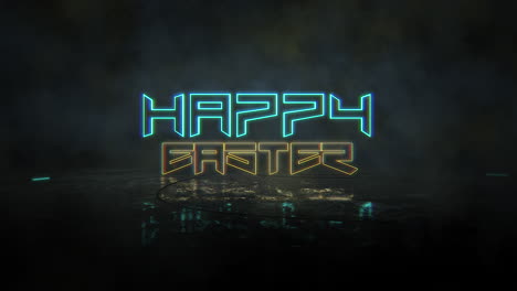 Animation-text-Happy-Easter-and-cyberpunk-animation-background-with-neon-lights