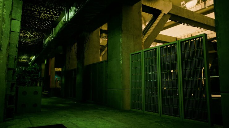 Un vicolo buio e inquietante in una città futuristica