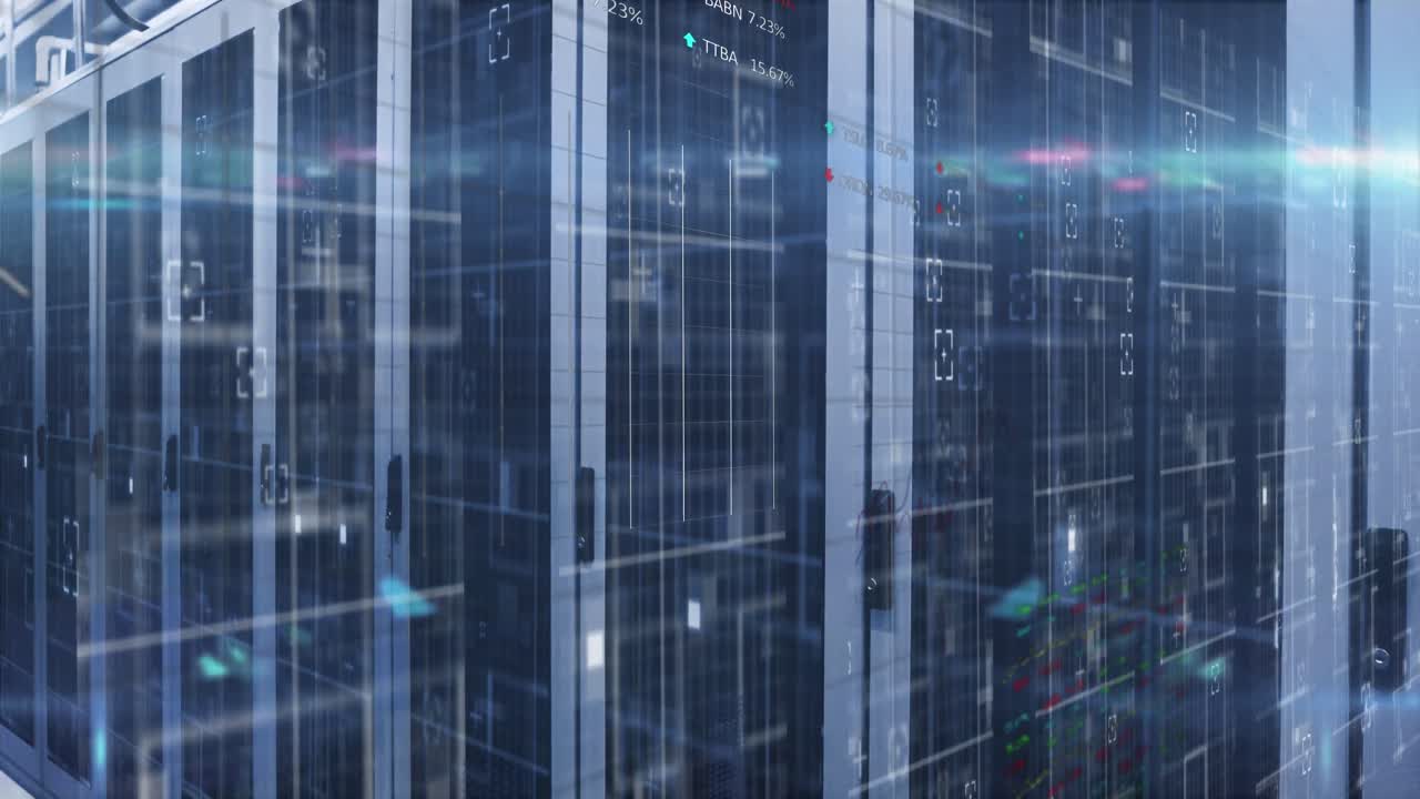 animazione dell'elaborazione dei dati su server informatici