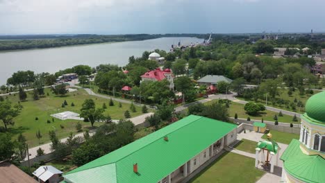 izmail park and st. nicholas church near the danube river aerial view.