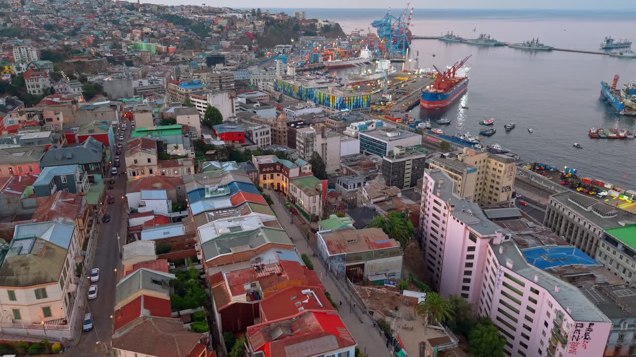 Veduta Aerea Paseo Atkinson Valparaíso Cile Case Colorate Patrimonio UNESCO