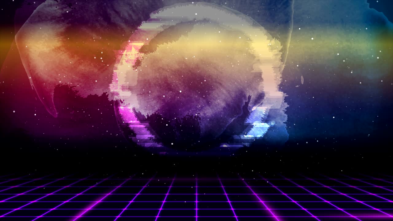 retro futurista abstracto de alta tecnología fondo de movimiento con círculo de glitch