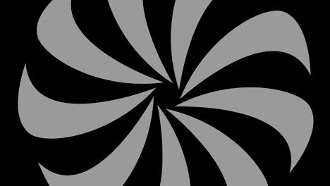 graphic drawing in black and white with stroboscopic and hypnotic effect, while it rotates clockwise and increases in size.