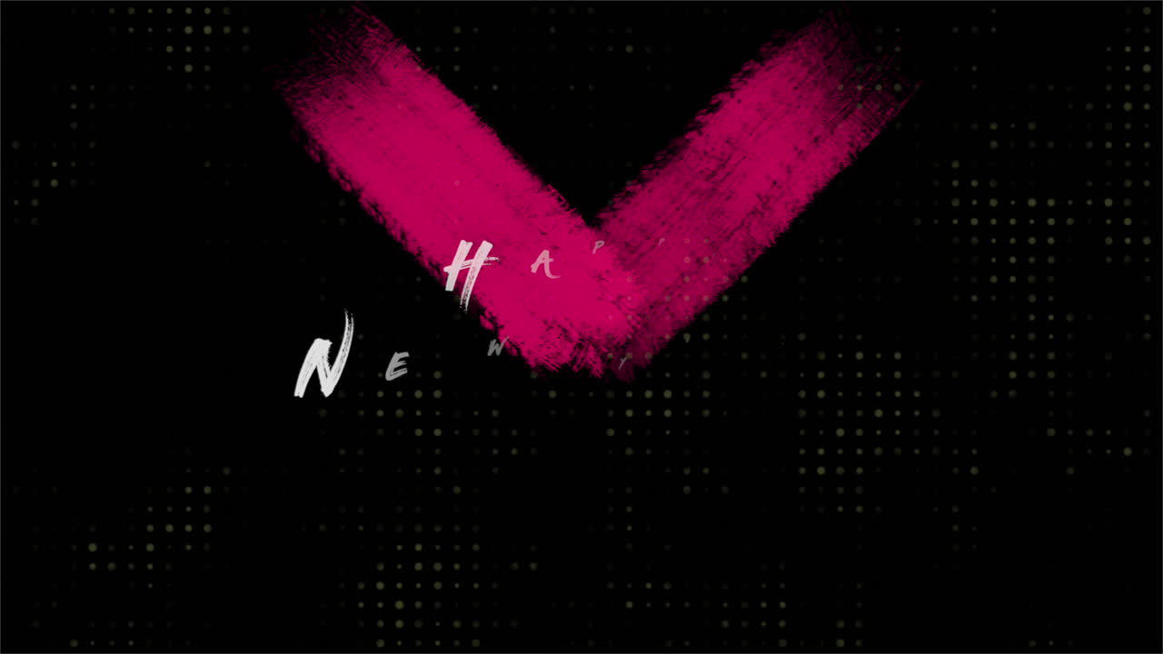 Happy New Year text with red stroke brush on black gradient