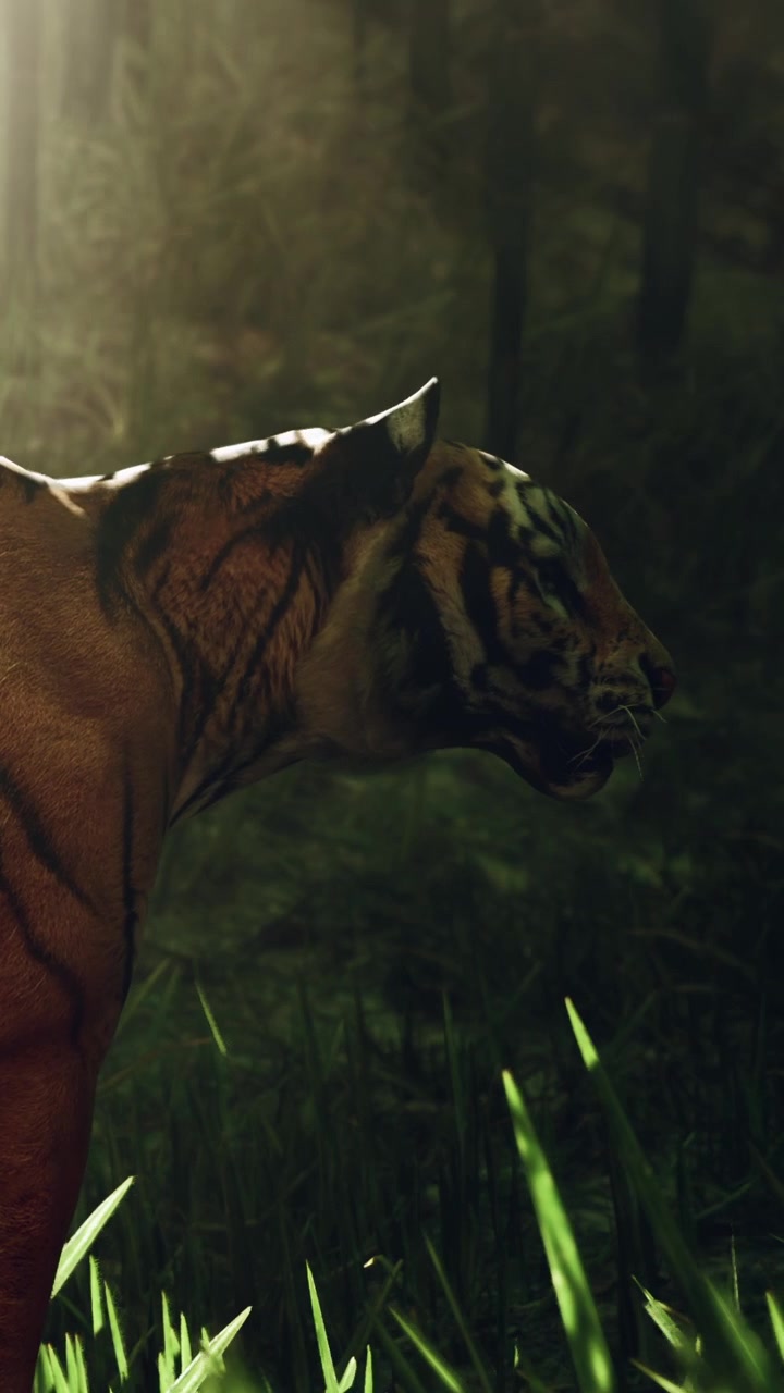 Wild tiger in a forest during daytime in natural habitat environment