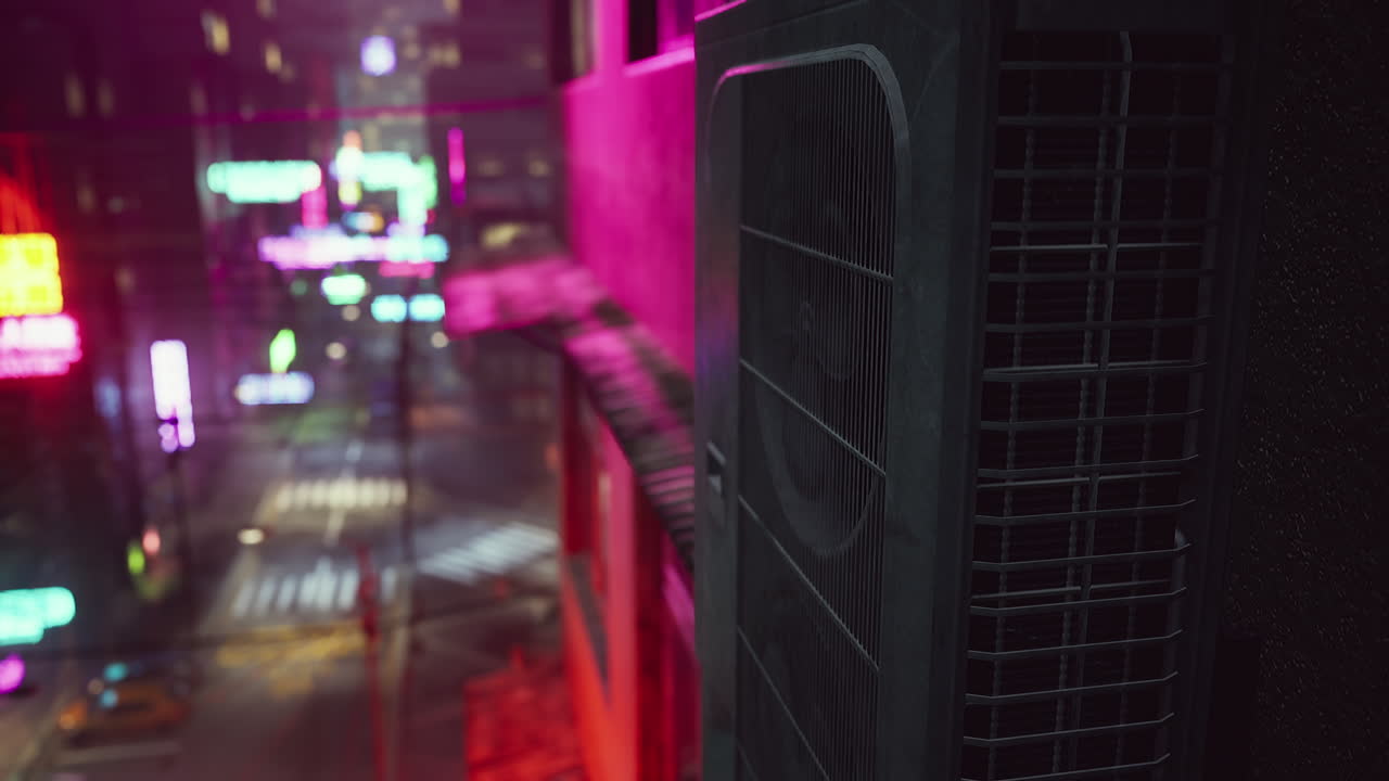 paisaje urbano de neón por la noche