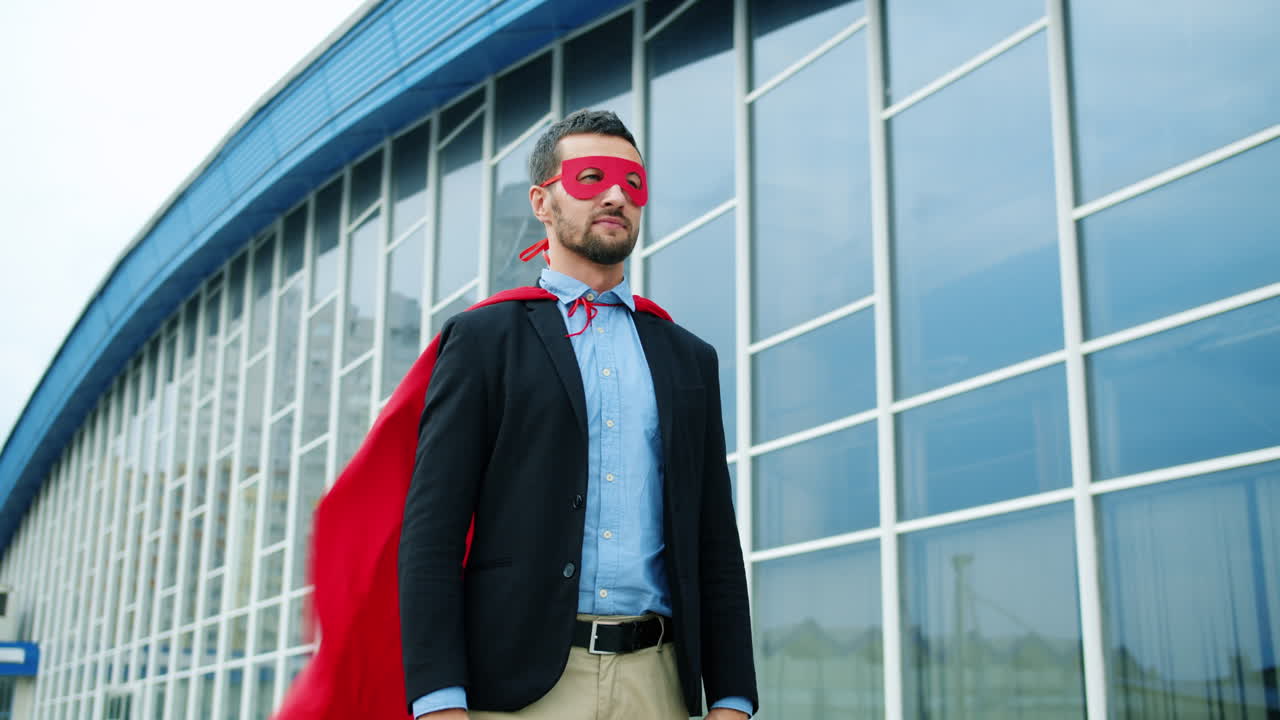 Businessman dressed as a superhero
