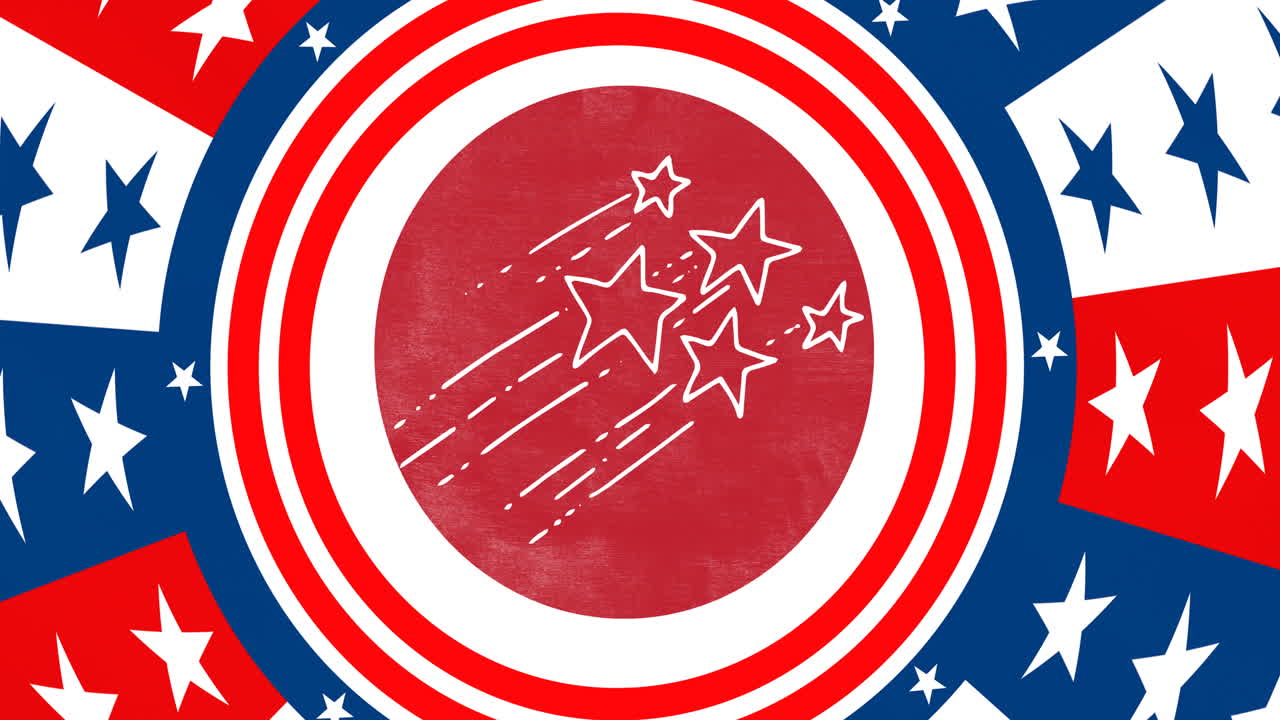 Animation of stars shape over flag of american pattern