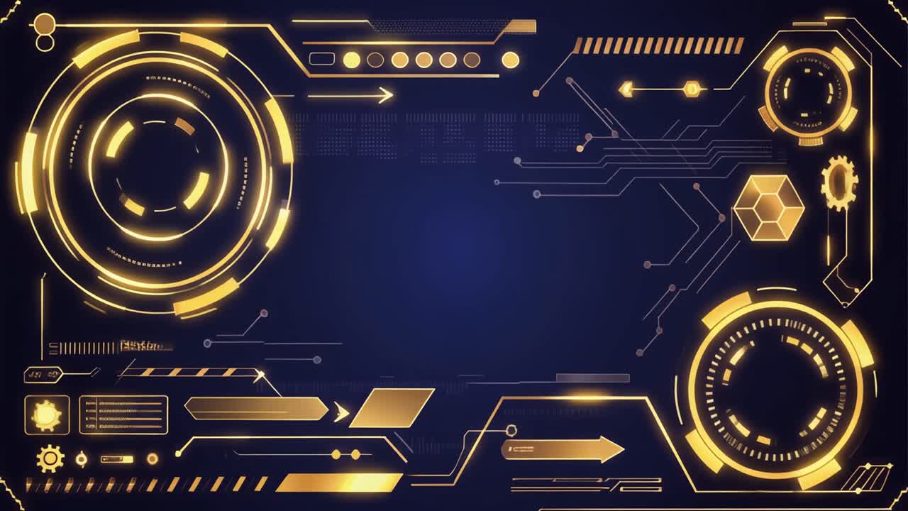 Abstract Futuristic Technology Interface with Golden Glow