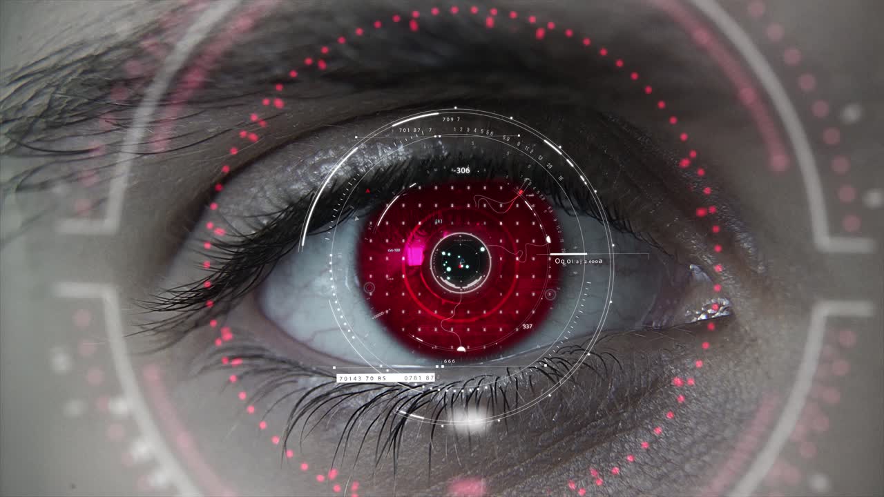 plan macro de los ojos rojos de la piel