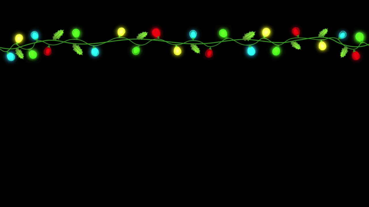 animación colorido marco de guirnaldas de luz aislar en fondo negro.
