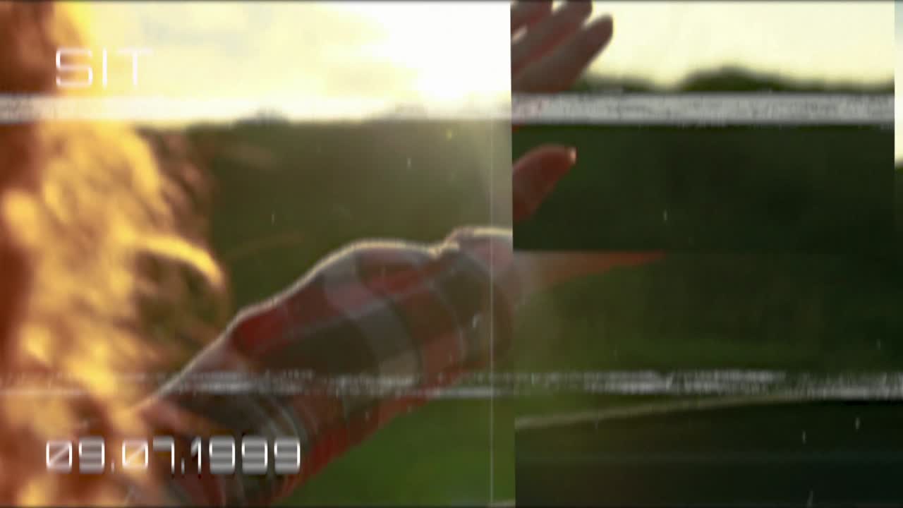 Stock footage with text and date overlays