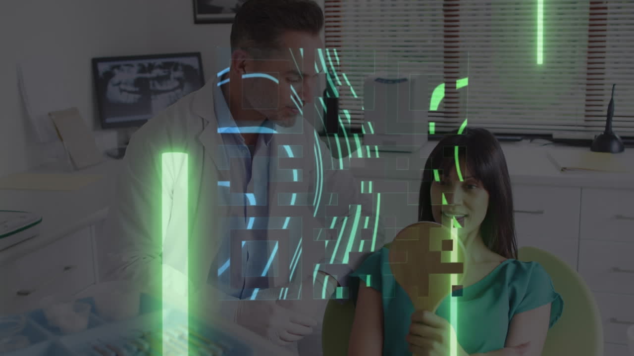 animación de luces sobre diversos dentistas y pacientes femeninas