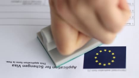 approved eu schengen visa application closeup