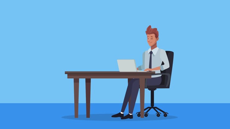 eleganter geschäftsmann, der in einem laptop arbeitet