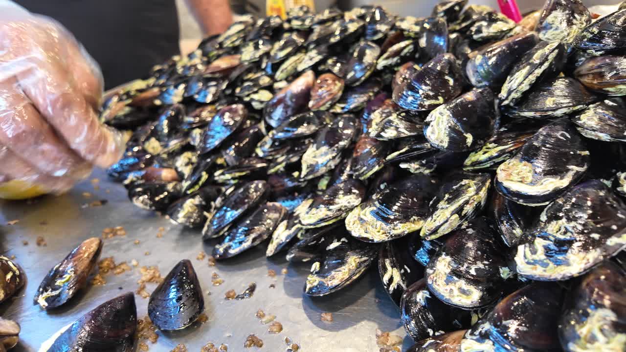 Pile of Freshly Cooked Mussels