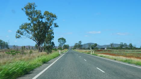 Car-Point-Of-View-Driving-On-Sealed-Roads-In-Australia,-Road-Trip-in-Queensland