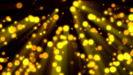 loopable background flying golden particles in light beams