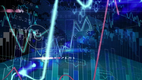 animación del procesamiento de datos financieros con estadísticas sobre el mapa del mundo