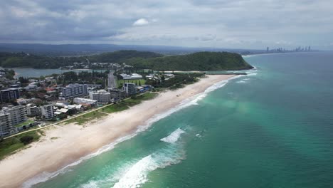 burleigh heads national park and palm beach - southern gold coast - queensland qld - australia - drone shot