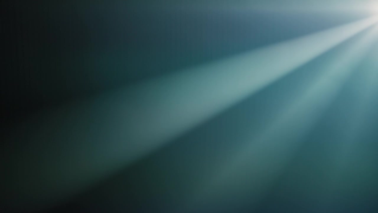 Volumetric Light Rays Moving on a Dark Blue-Green Background