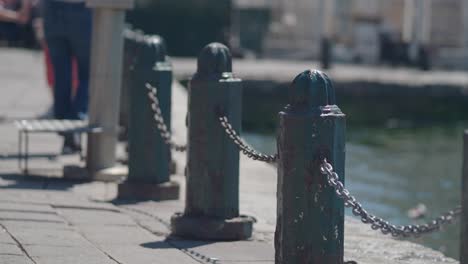 venice canal waterfront with chain fence
